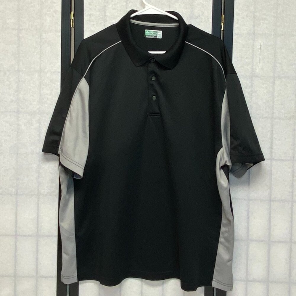 Ben Hogan 2XL Grey Black Performance Golf Polo Shirt 3 Button Short Sleeve